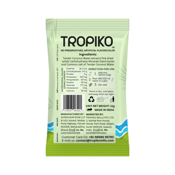 Tropiko Instant Coconut Water Powder | Electrolyte Drink Mix | Natural Hydration, Replenishes Minerals | Pack of 5 Rs. 125 - Image 3